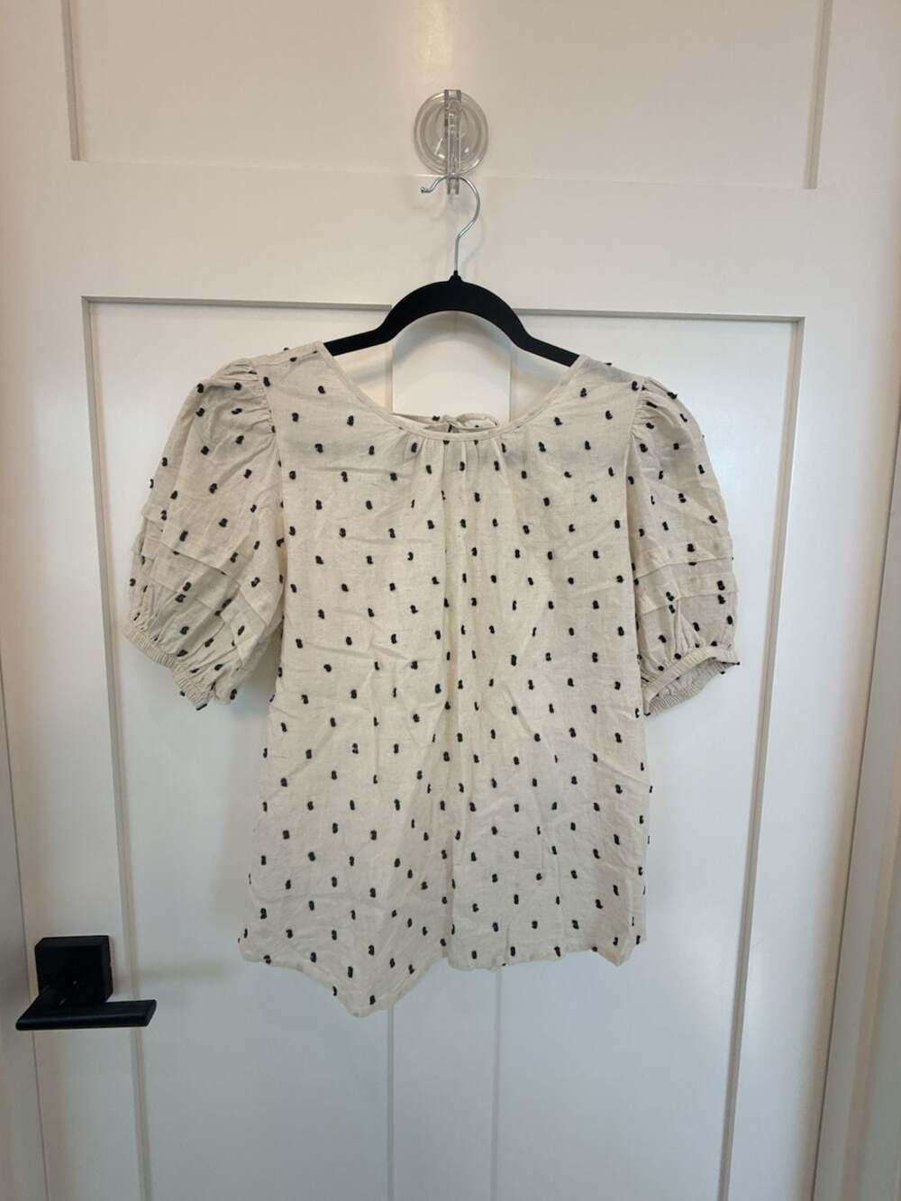 Madewell Tie-Back Puff-Sleeve Top in Clip Dot